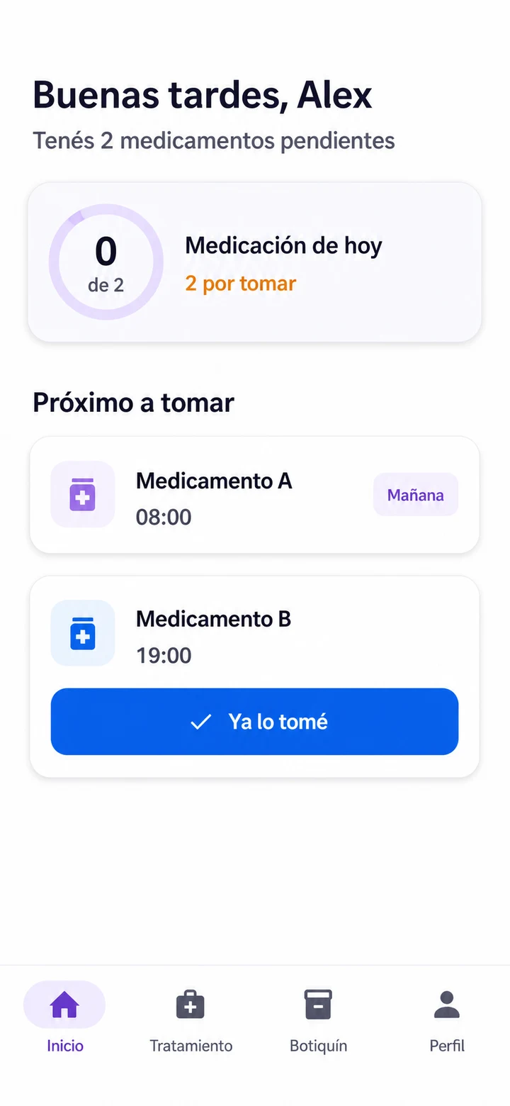 Personal view in Blist with fictional data: daily progress and next dose